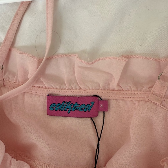 Edikted Sequin Ruffle Split Front Top - Picture 3 of 5